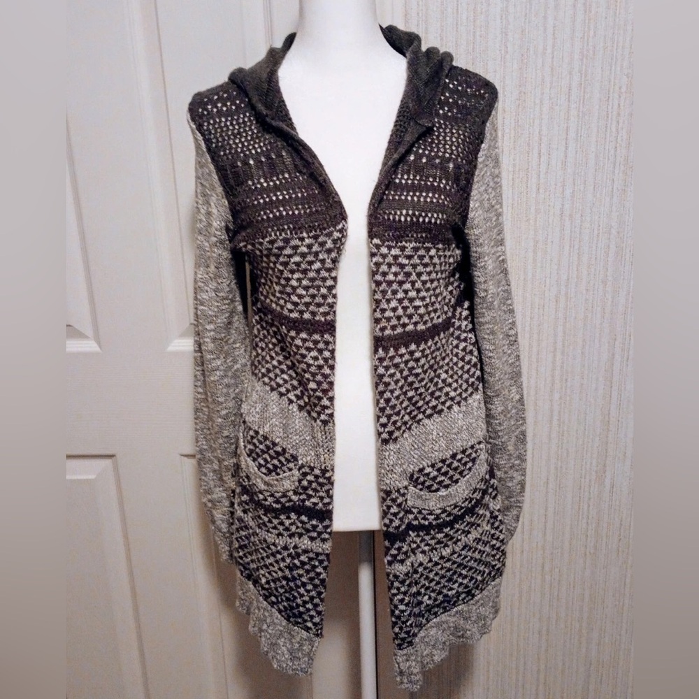 Maurice’s Hooded Cardigan in Black and Gray size Medium